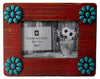 HiEnd Accents Red Picture Frame with Turquoise Squash Blossom Corners