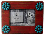 HiEnd Accents Red Picture Frame with Turquoise Squash Blossom Corners