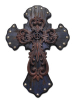 HiEnd Accents Studded Wood Cross w/Metal Cross Overlay (EA)