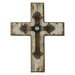 HiEnd Accents Cream Wood Cross w/Rustic Metal Overlay, Straight, Large