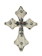 HiEnd Accents Cream Wood Cross w/Silver and Red Accents