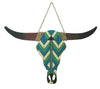 HiEnd Accents Turquoise and White Wooden Scull Wall Hanging