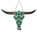 HiEnd Accents Turquoise and White Wooden Scull Wall Hanging