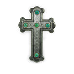 HiEnd Accents Silver Resin Cross with Turquoise Stones