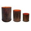 HiEnd Accents Distressed Metal Cynlinder Candleholder set of 3