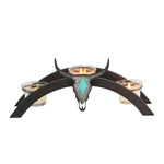 HiEnd Accents Steer Skull Arched Metal Candle Holder with 3 Glass Votive Holders