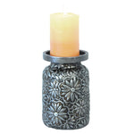 HiEnd Accents Faux metal embossed pillar candle holder