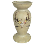 HiEnd Accents Skull/Floral pedestal candle holder