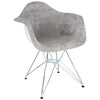 LeisureMod Willow Velvet Eiffel Metal Base Accent Chair Cloudy Gray