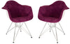 LeisureMod Willow Velvet Eiffel Metal Base Accent Chair Purple