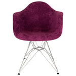 LeisureMod Willow Velvet Eiffel Metal Base Accent Chair Purple
