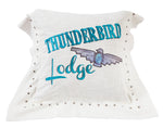 HiEnd Accents Thunderbird Linen Pillow with Embroidery & Turquoise Details