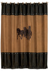 HiEnd Accents Embroidered 3-Horse Shwr Curtn Tan