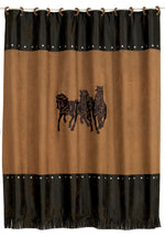 HiEnd Accents Embroidered 3-Horse Shwr Curtn Tan
