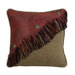 HiEnd Accents Diagonal Red Faux Leather Design with Fringe and Concho