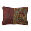 HiEnd Accents Paisley Print Pillow with Red Faux Leather Side and Con
