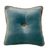 HiEnd Accents Teal Velvet Tufted Pillow with Contrasting Paisley Butt