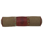 HiEnd Accents Neckroll featuring Tan, Red Faux Leather, and Paisley