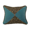 HiEnd Accents Leopard and Teal Sectioned Pillow with Conch Detail