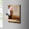 Benzara Wooden Wall Organizer with 1 Shelf and 1 Box Design Storage, Brown