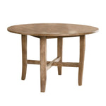 Benzara 47 Inch Farmhouse Style Round Wooden Dining Table, Rustic Brown