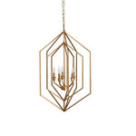 Benzara 5 Light Geometric Metal Chandelier, Gold
