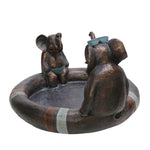 Benzara 10 Inches Polyresin Frame Dad and Son Elephant Bird Bath, Bronze