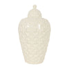 Sagebrook Home 18628-01 Ceramic, 12" Chain Texture Jar, Cotton