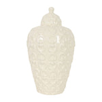 Sagebrook Home 18628-01 Ceramic, 12" Chain Texture Jar, Cotton