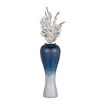 Sagebrook Home 16770-06 Glass, 43" Vase W/ Aluminum Top, Blue/White Ombre