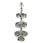 Benzara Rustic 3 Tier Iron Tray Rack with Spool Turned Design, Antique White