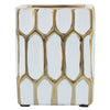 Sagebrook Home 16981-05 Ceramic, 4" Pen Holder, White/Gold