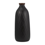 Sagebrook Home 17930-09 Ceramic, 16" Plaid Textured Vase, Black