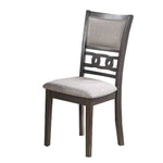 Benzara Fabric Upholstered Dining Chair with Knot Cut Out Back, Set of 2, Gray