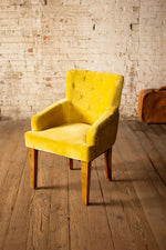 Kalalou NKHU1060 Velvet Arm Chair With Mango Wood Legs - Honey
