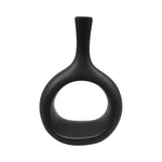 Sagebrook Home 18587-02 Ceramic, 9" Curved Open Cut Out Vase, Black