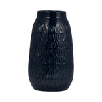 Sagebrook Home 16945-06 Ceramic, 10" Carved Vase, Navy Blue
