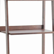 Benzara Three Tier Wooden Ladder Shelf with Storage Compartment, Dark Brown