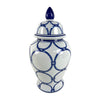 Sagebrook Home 18476-01 Ceramic, 18" Links Temple Jar, Blue/White