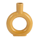 Sagebrook Home 17054-04 Ceramic, 9" Round Cut-Out Vase, Mustard Gold