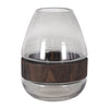 Sagebrook Home 18556-02 Glass, 8" Belly Vase with Wood Band, Clear