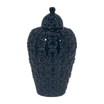 Sagebrook Home 18628-02 Ceramic, 12" Chain Texture Jar, Navy