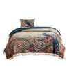 Benzara 2 Piece Twin Size Quilt Set with Floral Print and Crochet Trim, Multicolor