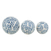 Sagebrook 16551-19 Ceramic, Chinoiserie Fern Orbs, 4/5/6" Blue/White, Set of 3 