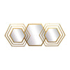 Sagebrook Home 18576 Metal, 32" Hexagon Wall Deco with Mirrors, Gold Wb