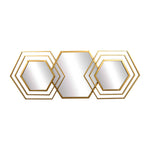 Sagebrook Home 18576 Metal, 32" Hexagon Wall Deco with Mirrors, Gold Wb