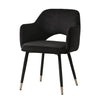 Benzara Velvet Padded Accent Chair with Open Back and Angled Legs, Black and Gold
