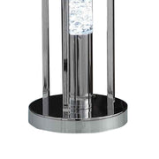Benzara Metal Frame Table Lamp with Acrylic Accent and Tapered Shade, Chrome
