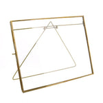Benzara 9.75 Inch Metal Horizontal Easel Frame with Lock Shutter, Brass