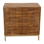 Sagebrook Home 18370-01 30" Midcentury Slat 2 Door Cabinet, Mango Brwn